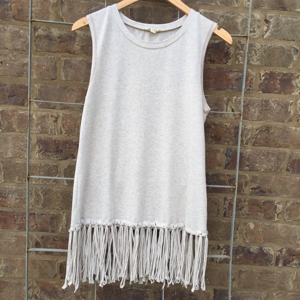 Hem & Threads Tank Fringed Boutique Cream Size S